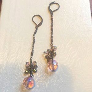 Iridescent pink & copper crystal earrings